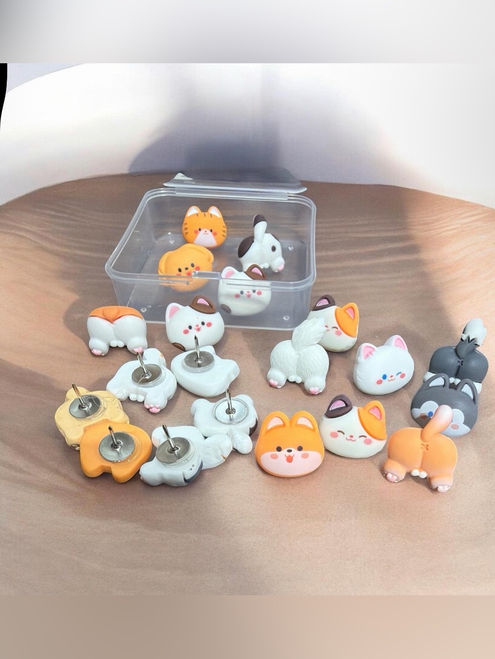 Cute Cat & Corgi Small Pets Decorative Push Pins - Orange, White, Gray